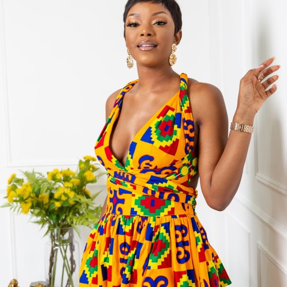 African Print Wax Kente Infinity Multiway Maxi Dress